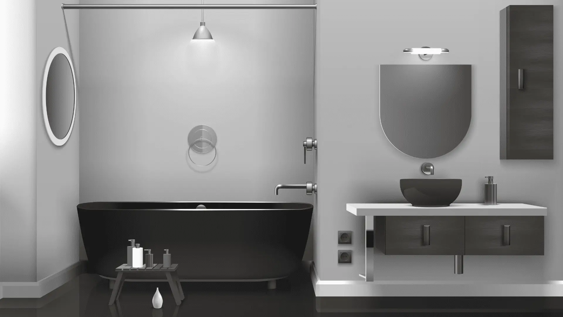 Design di un bagno minimalista, frutto della nostra assistenza dedicata che ti segue dalla progettazione alla scelta di ogni dettaglio.