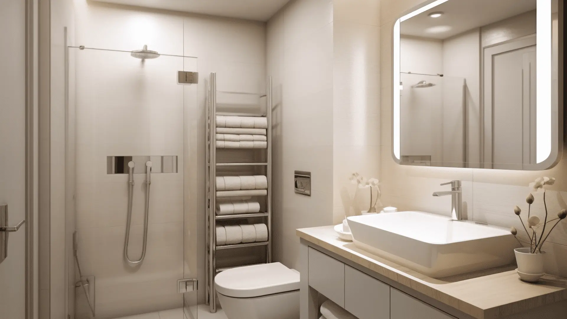 Realizzazione di un bagno in design industriale a Roma, caratterizzato da pareti effetto cemento, accessori metallici neri e un look urbano.